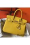 Hermes Birkin 30cm Bag In Yellow Clemence Leather GHW Replica