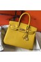 Hermes Birkin 30cm Bag In Yellow Clemence Leather GHW Replica
