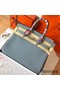 Hermes Birkin 35 Handmade Bag In Blue Lin Clemence Leather Replica
