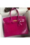 Hermes Birkin 35 Handmade Bag In Rose Scheherazade Crocodile Niloticus Shiny Skin Replica