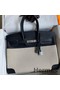Hermes Birkin 35 Handmade Bag In Toile & Black Swift Leather Replica