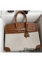 Hermes Birkin 35 Handmade Bag In Toile & Gold Swift Leather Replica