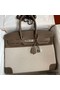 Hermes Birkin 35 Handmade Bag In Toile & Taupe Clemence Leather Replica