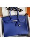 Hermes Birkin 35 Retourne Handmade Bag In Blue Electric Clemence Leather Replica