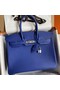 Hermes Birkin 35 Retourne Handmade Bag In Blue Electric Clemence Leather Replica
