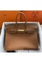 Hermes Birkin 35 Retourne Handmade Bag In Gold Clemence Leather Replica