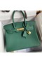 Hermes Birkin 35 Retourne Handmade Bag in Malachite Clemence Leather Replica