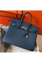Hermes Birkin 35cm Bag In Blue Agate Clemence Leather GHW Replica