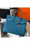 Hermes Birkin 35cm Bag In Blue Jean Clemence Leather GHW Replica
