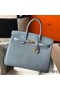 Hermes Birkin 35cm Bag In Blue Lin Clemence Leather GHW Replica
