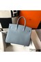 Hermes Birkin 35cm Bag In Blue Lin Clemence Leather GHW Replica