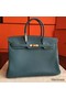 Hermes Birkin 40 Handmade Bag In Blue Jean Clemence Leather Replica
