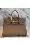Hermes Birkin 40 Handmade Bag In Taupe Clemence Leather Replica