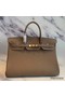 Hermes Birkin 40 Handmade Bag In Taupe Clemence Leather Replica