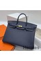 Hermes Birkin 40 Retourne Handmade Bag In Blue Nuit Clemence Leather Replica