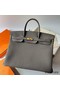 Hermes Birkin 40 Retourne Handmade Bag In Etain Clemence Leather Replica