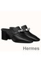 Hermes Blossom Mules 60mm In Black Goatskin Replica