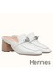 Hermes Blossom Mules 60mm In White Goatskin Replica
