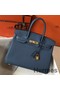 Hermes Blue Agate Clemence Birkin 30cm Bag Replica
