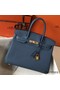 Hermes Blue Agate Clemence Birkin 30cm Bag Replica