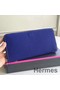 Hermes Blue Electric Clemence Azap Zipped Wallet Replica