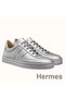 Hermes Boomerang Sneakers In Silver Epsom Leather Replica