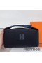 Hermes Bride-a-Brac Large Case in Black Canvas with Zigzag Motifs Replica