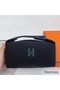 Hermes Bride-a-Brac Large Case in Black Canvas with Zigzag Motifs Replica