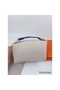 Hermes Bride-a-Brac Large Case in Ecru Canvas with Blue Zigzag Motifs Replica