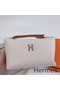 Hermes Bride-a-Brac Large Case in Ecru Canvas with Brown Zigzag Motifs Replica