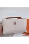 Hermes Bride-a-Brac Large Case in Ecru Canvas with Brown Zigzag Motifs Replica