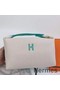 Hermes Bride-a-Brac Large Case in Ecru Canvas with Green Zigzag Motifs Replica