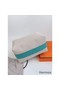 Hermes Bride-a-Brac Large Case in Ecru Canvas with Green Zigzag Motifs Replica