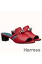Hermes Candy 40mm Sandals In Red Calfskin Replica