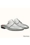 Hermes Catena Mules In Silver Metallic Calfskin Replica