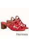 Hermes Celena Sandals 50mm In Red/Brown Calfskin Replica