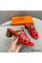 Hermes Celena Sandals 50mm In Red/Brown Calfskin Replica