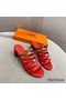 Hermes Celena Sandals 50mm In Red/Brown Calfskin Replica
