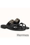 Hermes Claire Sandals In Black Calfskin Replica