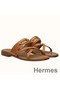 Hermes Claire Sandals In Brown Calfskin Replica