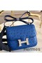 Hermes Constance 18 Handmade Bag In Blue Ostrich Leather Replica