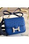 Hermes Constance 18 Handmade Bag In Blue Ostrich Leather Replica