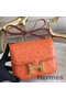 Hermes Constance 18 Handmade Bag In Orange Ostrich Leather Replica