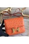 Hermes Constance 18 Handmade Bag In Orange Ostrich Leather Replica