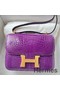 Hermes Constance 18 Handmade Bag In Purple Shiny Alligator Leather Replica