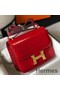 Hermes Constance 18 Handmade Bag In Red Embossed Crocodile Replica