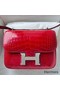 Hermes Constance 18 Handmade Bag In Red Shiny Alligator Leather Replica