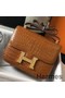 Hermes Constance 24cm Bag In Brown Embossed Crocodile Replica