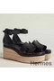 Hermes Elda Espadrilles in Black Leather Replica