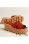 Hermes Eze 30 Cork Platform Sandals in Piment Suede Leather Replica